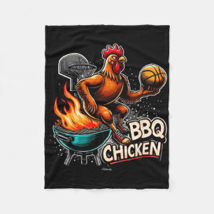 Cobertor De Velo Frango Grelhado Bbq Jogando Basquete Flamejante