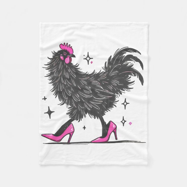 Cobertor De Velo Frango Louco em Saltos Rosa Cor  (Frente)