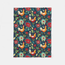 Frangos De Fazenda De Natal E Poinsettias