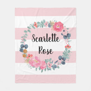 Cobertor De Velo Fraqueza Floral De Bebê Rosa E Blush Personalizado