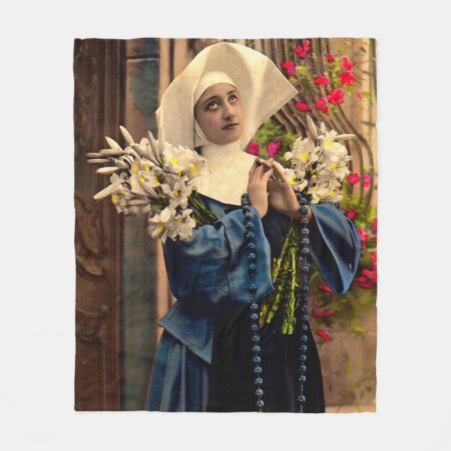 Cobertor De Velo freira azul cerca de 1910 (Frente)