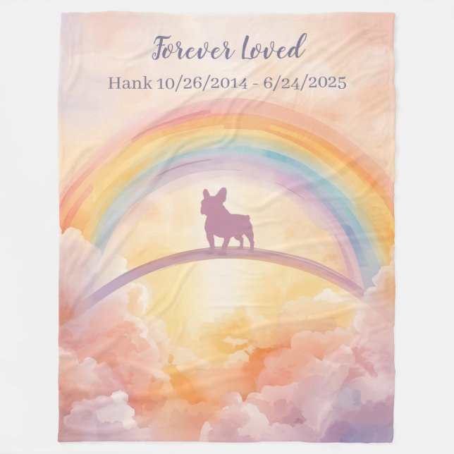Cobertor De Velo French Bulldog Rainbow Bridge Memorial Fleece (Frente)