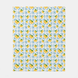 Cobertor De Velo French Country Lemon Blue Tile Pattern
