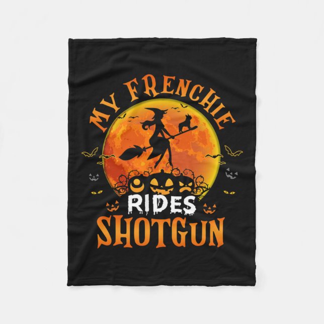 Cobertor De Velo Frenchie Rides Shotgun French Buldoldog Lover Hall (Frente)