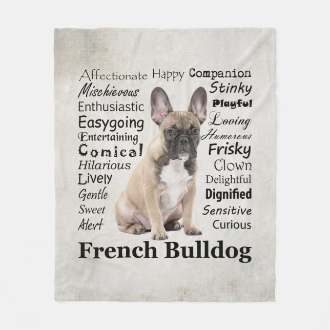 Cobertor De Velo Frenchie Traits Fleece Blanket (Frente)