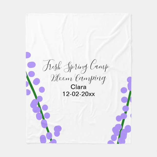 Cobertor De Velo Fresca primavera acampamento flores de lavanda nom (Frente)