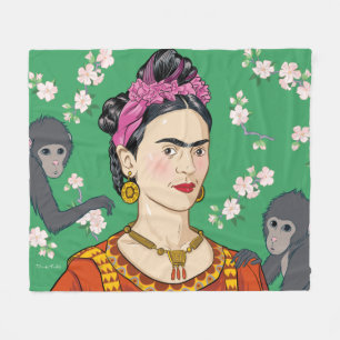 Cobertor De Velo Frida Kahlo Monkey Graphic