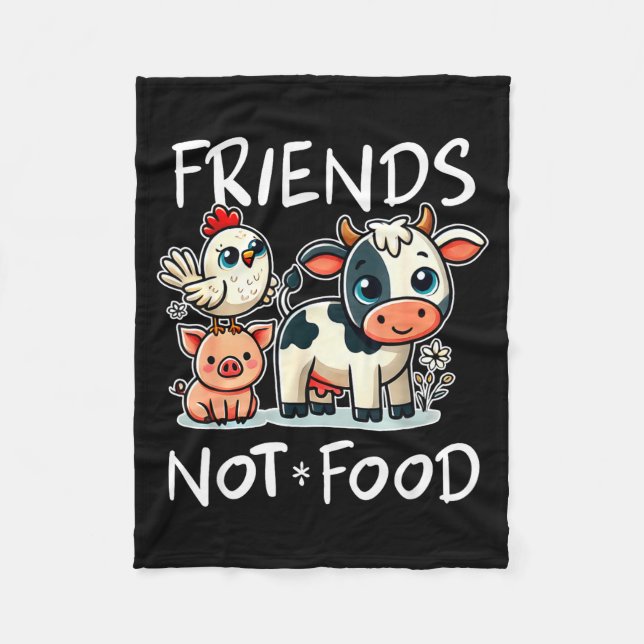 Cobertor De Velo Friends Not Food Funny Vegan Vegetarian Cute Anima (Frente)