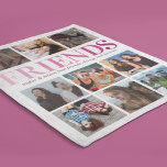 Cobertor De Velo Friendship Gift | Friend Photo Collage<br><div class="desc">Personalized bff friendship fleecy blanket featuring a chic white background that can be changed to any color,  9 photos of you and your bestie,  the word "friends" in a trendy pink gradient,  your names,  and a editable friendship quote.</div>