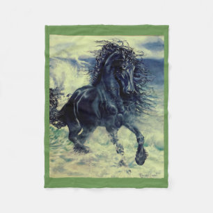 Cobertor De Velo Frísia, o garanhão de beleza negra, mar tempestuos