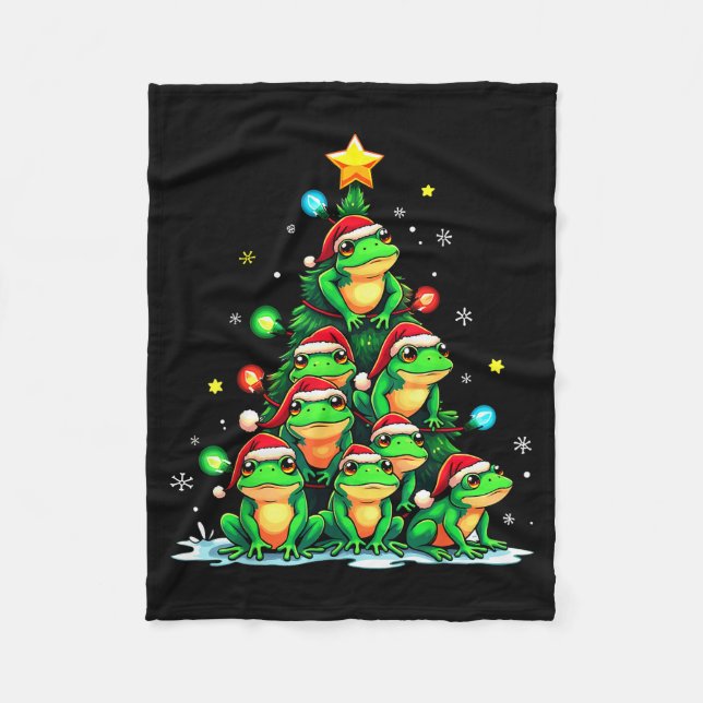 Cobertor De Velo Frog Christmas Tree Funny Hopper Holiday Cute Frog (Frente)