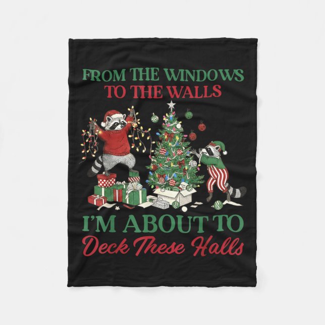 Cobertor De Velo From The Windows To Deck These Halls Raccoon Xmas  (Frente)