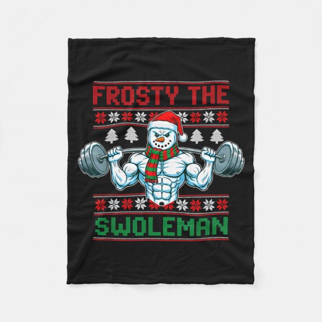 Cobertor De Velo Frosty The Swoleman Ugly Christmas Sweater Funny S (Frente)