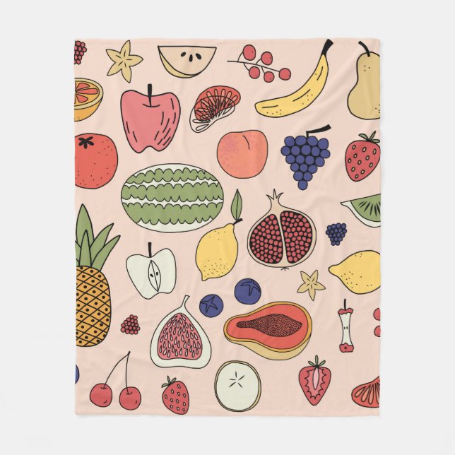 Cobertor De Velo Fruit hand drawn pattern (Frente)
