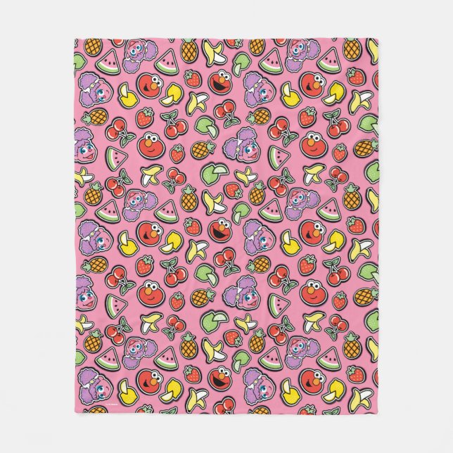 Cobertor De Velo Fruity Sticker Elmo & Abby Cadabby Pattern (Frente)
