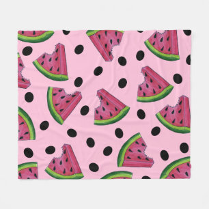 Cobertor De Velo Fruta de borda verde-rosa de melancia melônica de