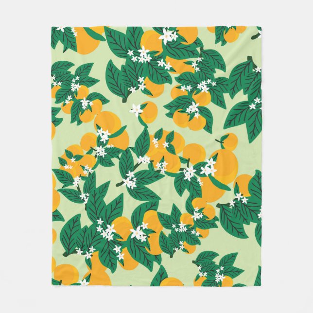 Cobertor De Velo Fruta de laranja: padrão de vinheta verde. (Frente)