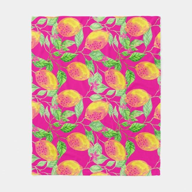 Cobertor De Velo Fruta de limão verde-rosa-amarelo (Frente)