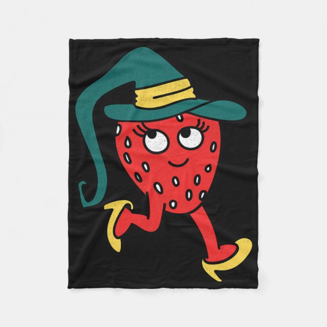 Cobertor De Velo Fruta de Morango com Costume de Halloween Preguiço (Frente)
