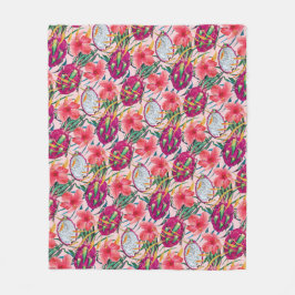 Cobertor De Velo Fruta do Dragão Floral Tropical Moderno Palma Verd