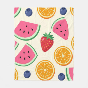 Cobertor De Velo Frutas Coloridas de Verão Melancia Laranja
