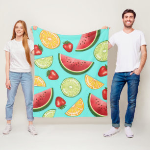 Cobertor De Velo Frutas de Melão de Citrino em Azul Claro