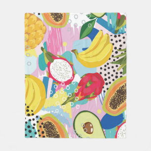 Cobertor De Velo Frutas Tropicais, Padrão De Vintage Invisível.