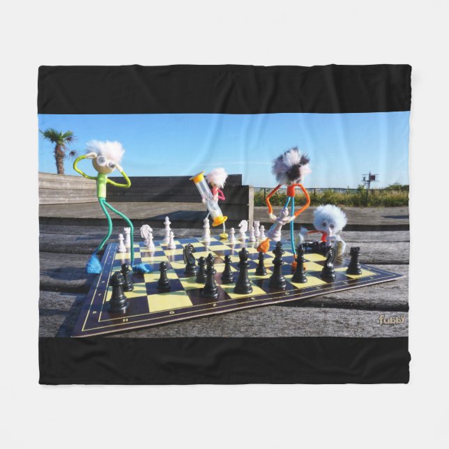 Cobertor De Velo Fubby die schaakspel spelen. (Frente (Horizontal))