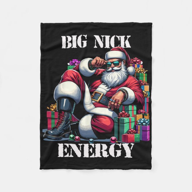 Cobertor De Velo Fun Big Nick Energy Fun Santa Claus Christmas Xmas (Frente)