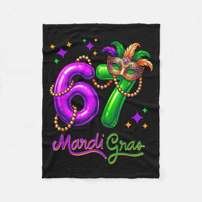 Cobertor De Velo Fun Festive 67 Mardi Gras Party Balloons Beads Mas (Frente)