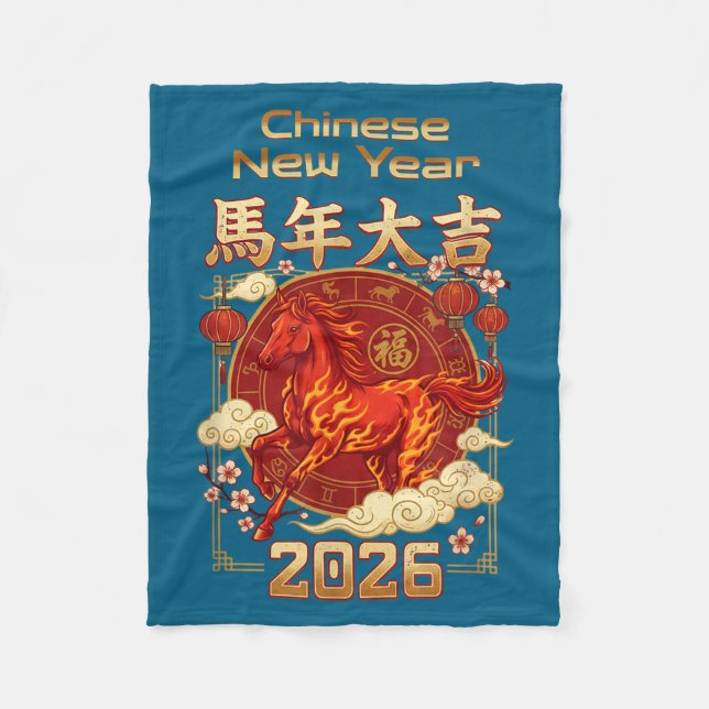 Cobertor De Velo Fun Fire Horse 2026 Lunar New Year Energy Adventur (Frente)