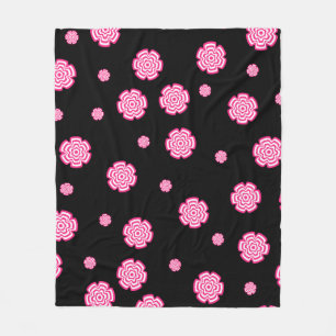 Cobertor De Velo Fundo escuro, flores rosa estilizadas e brilhantes