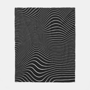 Cobertor De Velo Fundo Linear Psicodélico Preto e Branco
