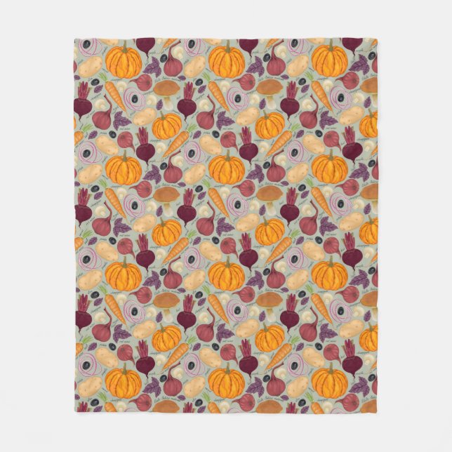 Cobertor De Velo Fundo retro dos legumes frescos (Frente)