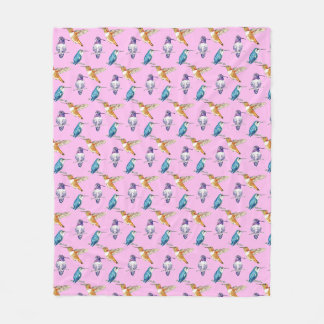 Cobertor De Velo Fundo Rosa de Trio Hummingbird