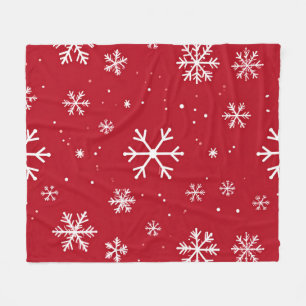 Cobertor De Velo Fundo vermelho festivo com flocos de neve brancos