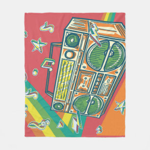 Cobertor De Velo Funky Boom Box Design Colorida