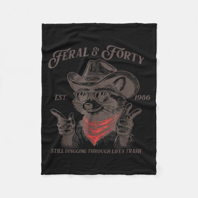 Cobertor De Velo Funny 40th Birthday Est 1986 Feral &amp; Forty Rac (Frente)