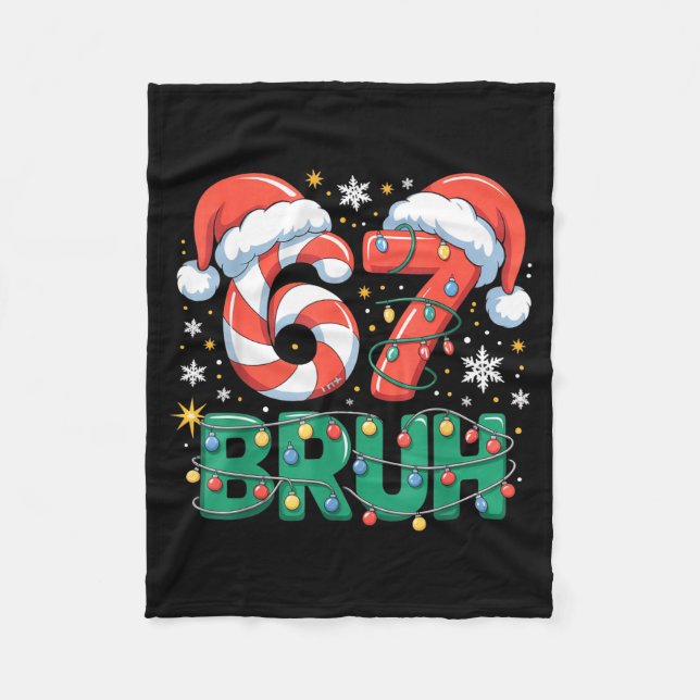 Cobertor De Velo Funny 67 Bruh Christmas Design Meme Lights Candy C (Frente)