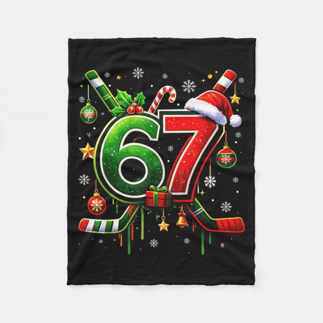 Cobertor De Velo Funny 67 Six Seven Christmas Ice Hockey  (Frente)