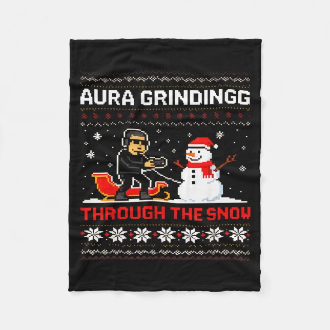 Cobertor De Velo Funny Aura Grinding Christmas Meme Winter Gamer  (Frente)