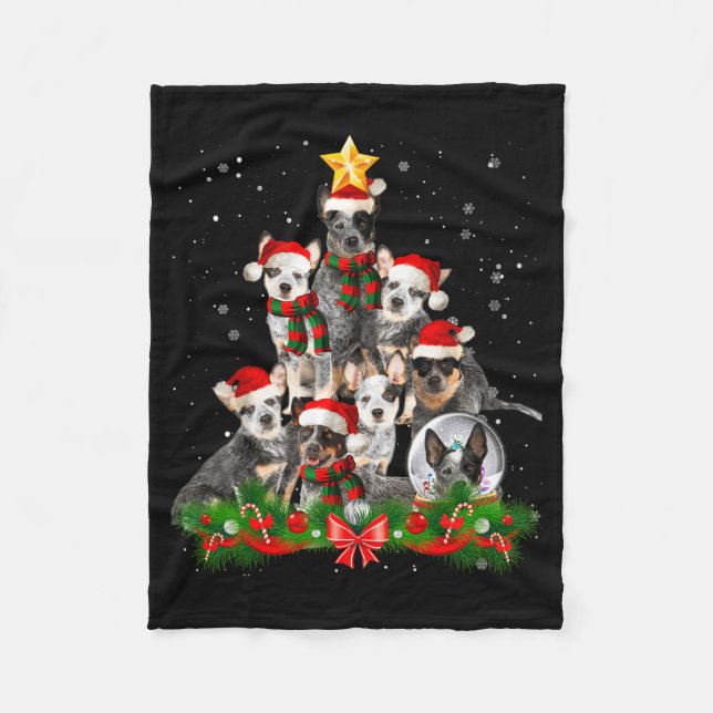 Cobertor De Velo Funny Australian Cattle Dog Dog Christmas Tree - B (Frente)