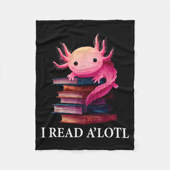 Cobertor De Velo Funny Axolotl Book Lover Librarian Reading Library (Frente)