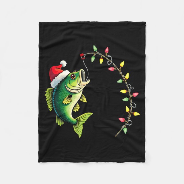 Cobertor De Velo Funny B Fishing Santa Hat Christmas Pajama Fisherm (Frente)