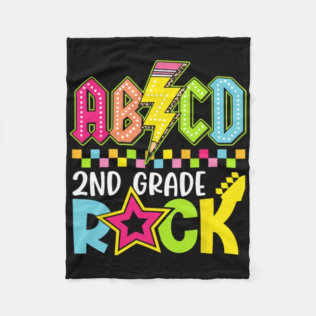 Cobertor De Velo Funny Back To School Lightning Bolt 2nd Grade Rock (Frente)