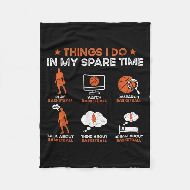 Cobertor De Velo Funny Basketball Things I Do In My Spare Time Bask (Frente)