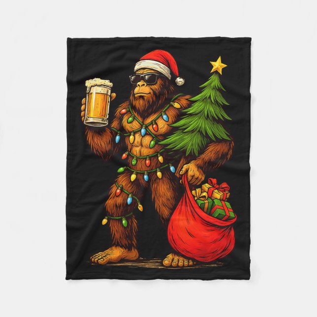 Cobertor De Velo Funny Big Foot Santa Hat Drink Christmas Tree Xmas (Frente)