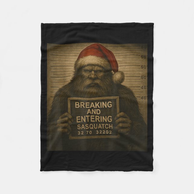 Cobertor De Velo Funny Bigfoot Christmas – Xmas Sasquatch Mugshot  (Frente)