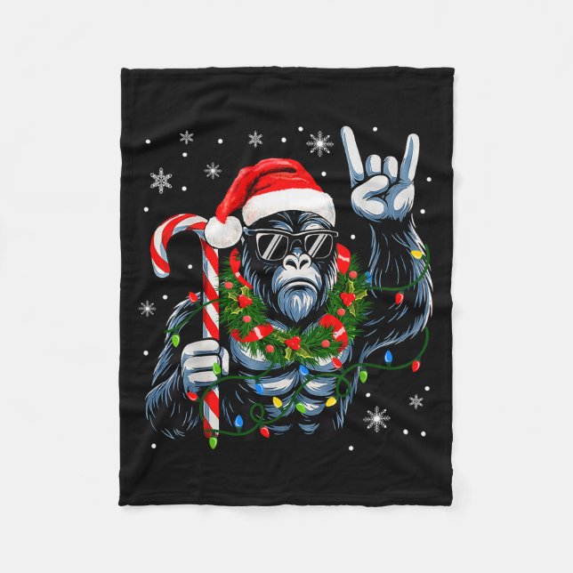 Cobertor De Velo Funny Bigfoot Rock On Pajamas Pjs Christmas Xmas M (Frente)