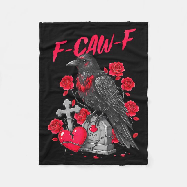 Cobertor De Velo Funny Black Bird F-caw-f Anti Valentines Day Singl (Frente)
